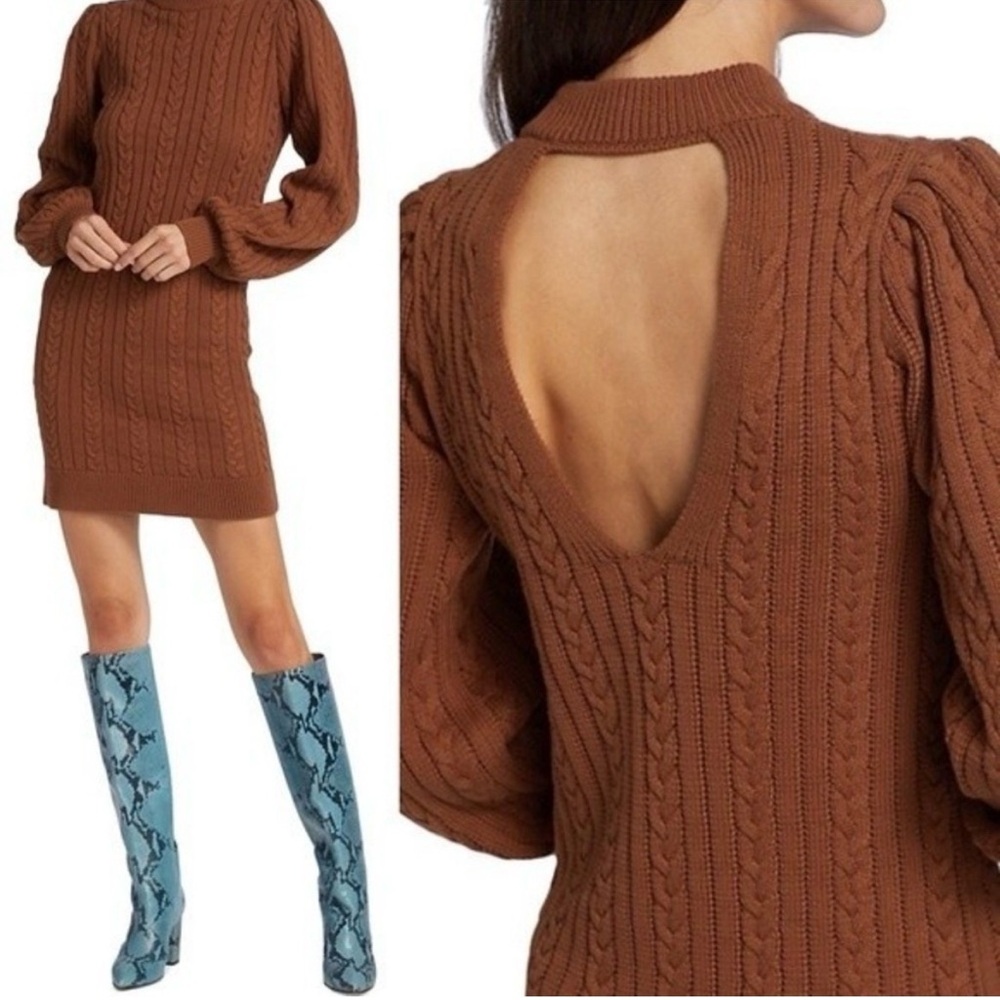 Wayf Brown Long Sleeve Dress